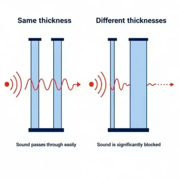 Comparison of symmetric vs dissimilar glass thickness