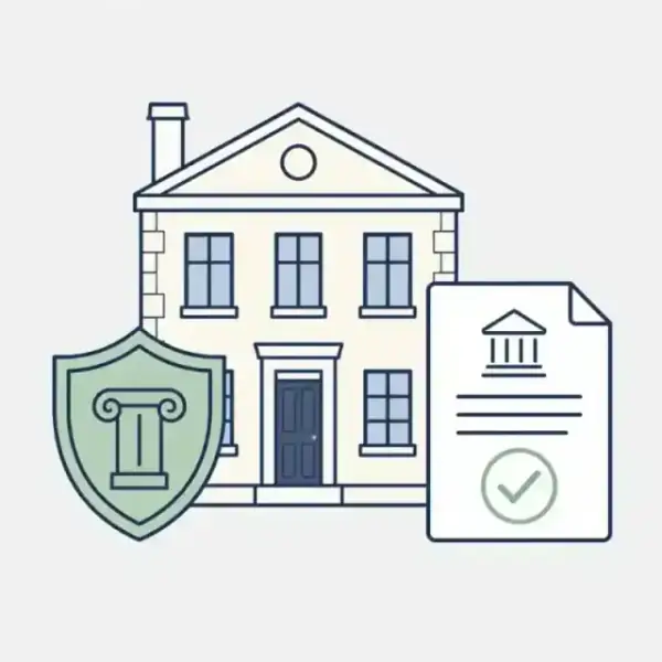 Illustration of Listed Building Consent document with a checkmark