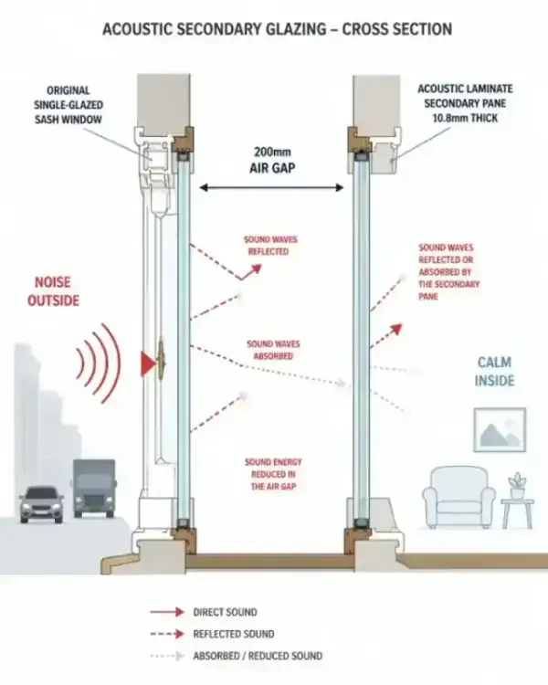A technical breakdown of the 200mm air gap and acoustic laminate glass