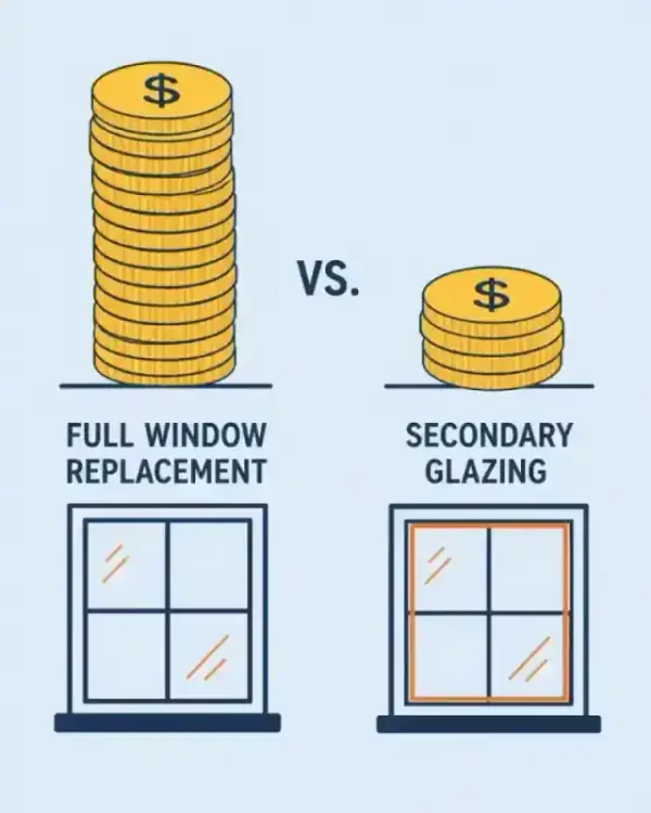 Comparison of the cost of full window replacement vs secondary glazing